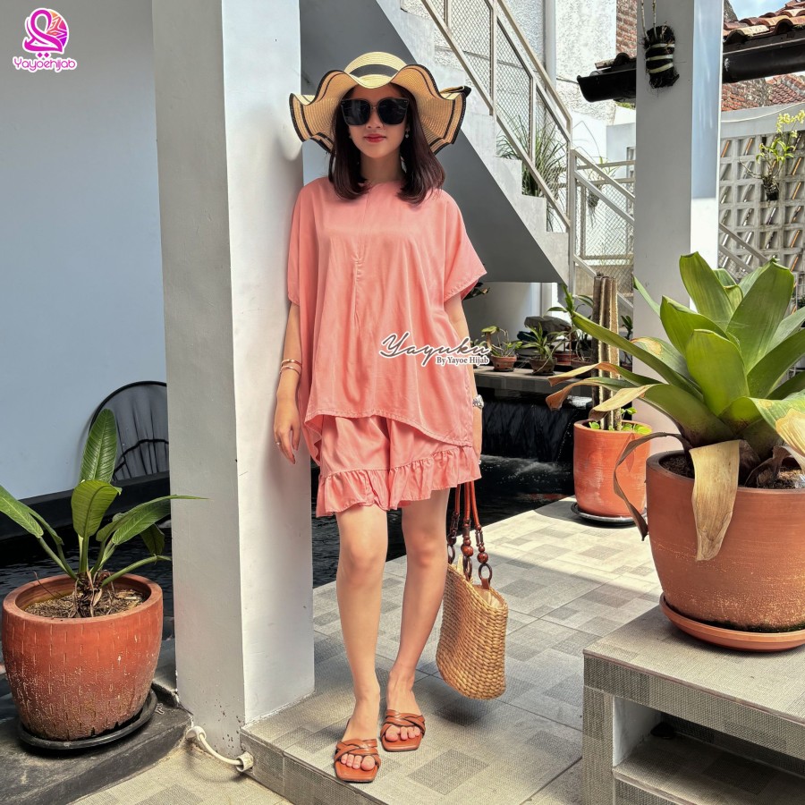 July One Set Piyama Pendek Wanita Bahan Rayon Twill Premium Adem
