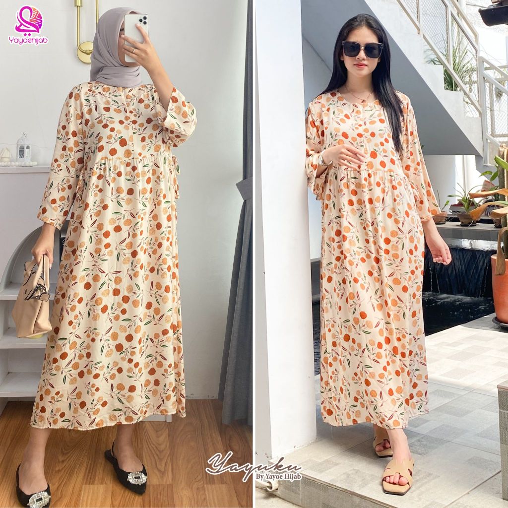 Vanilla Dress Bahan Rayon Viscose Motif Terbaru Daily Dress Wanita