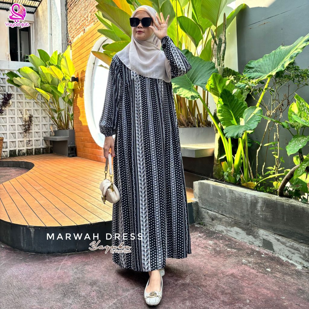 Dress Marwah Wanita Daily Busui Friendly Bahan Rayon Viscose