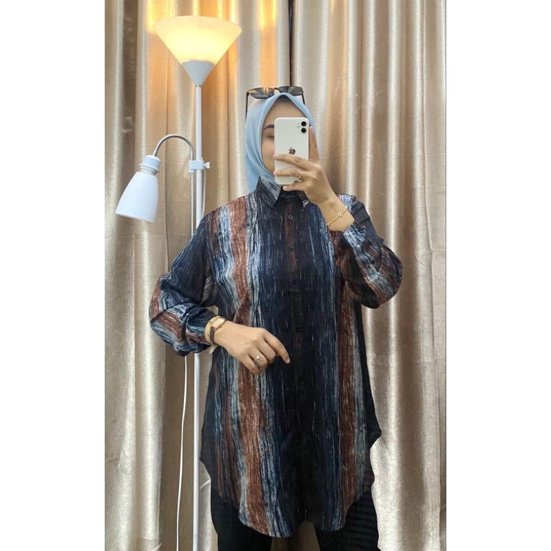 JIHAZZA KEMEJA WANITA OVERZISE SEMI TUNIK BAHAN RAYON MOTIF PREMIUM HQ