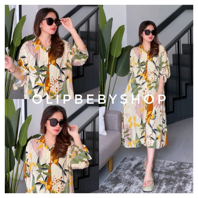 Nagita Dress Rayon Viscose Full Kancing Busui   Outher Nagita Long Dress