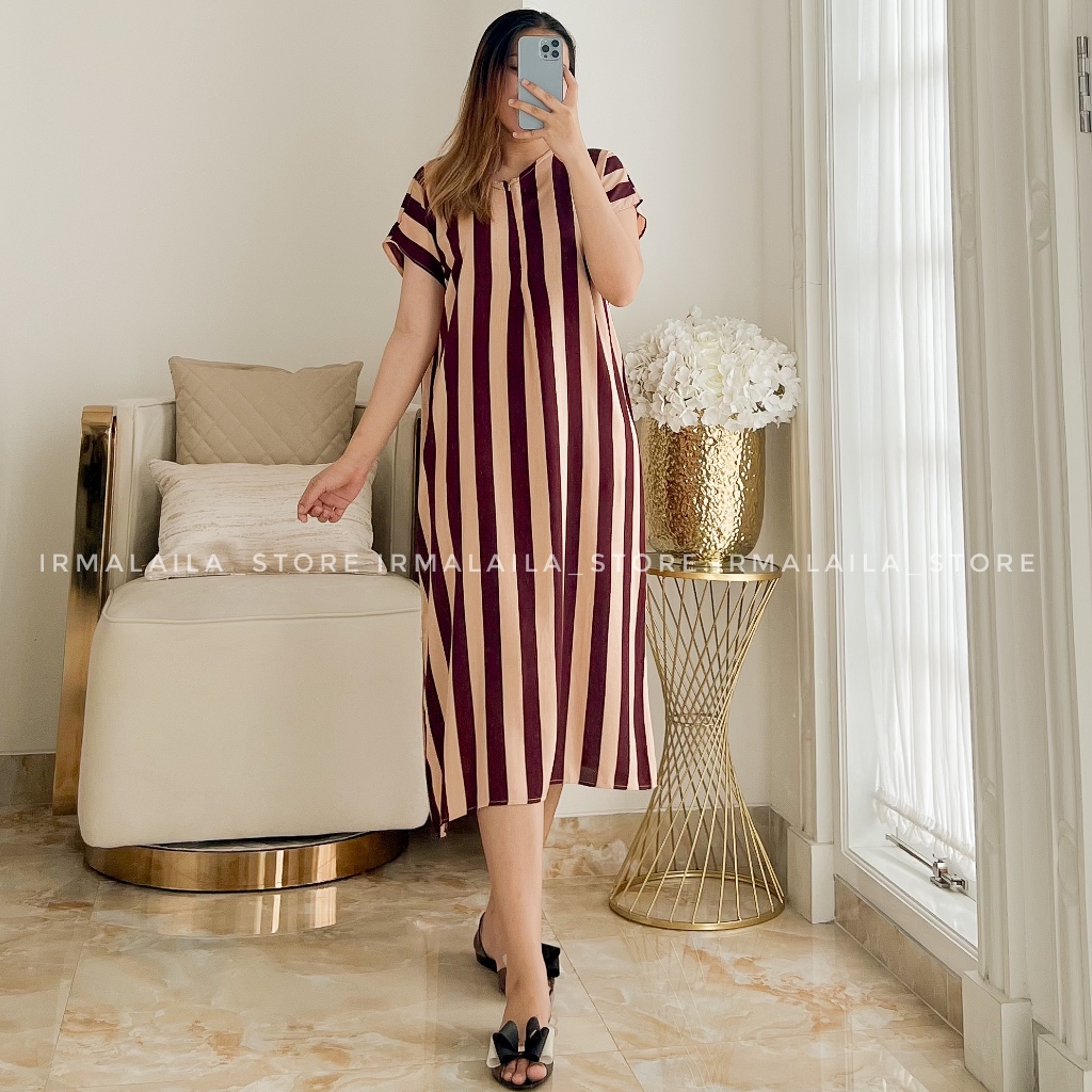 DASTER SELUTUT MOTIF VIRAL RAYON BUSUI WANITA HOME DRESS