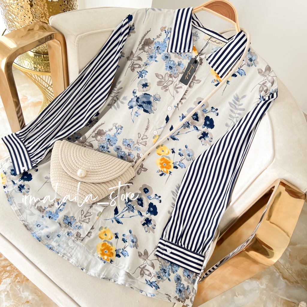 ALMA SHIRT MOTIF MIX SALUR SHIRT / KEMEJA WANITA CASUAL RAYON BUMIL & BUSUI FRIENDLY