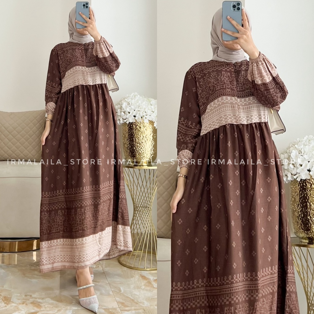 HAWA MIDI DRESS WANITA RAYON PREMIUM BUSUI FRIENDLY