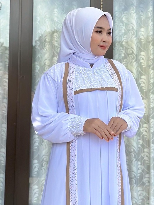AMEERA Dress Gamis Set Hijab Segi Empat Bahan Ceruty Babydoll Mix Sequeen