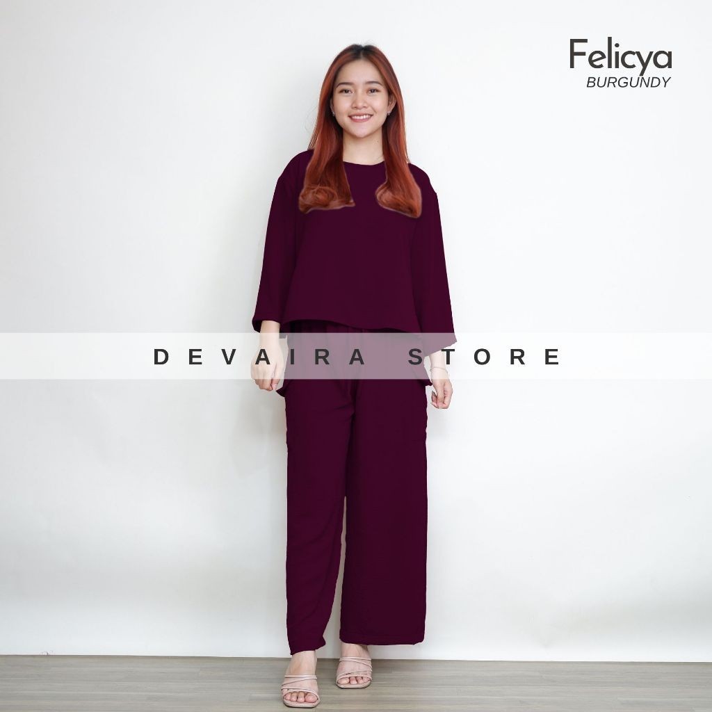Felicya Cargo One Set Crinkle Airflow Setelan Wanita Dewasa Celana Panjang Kekinian