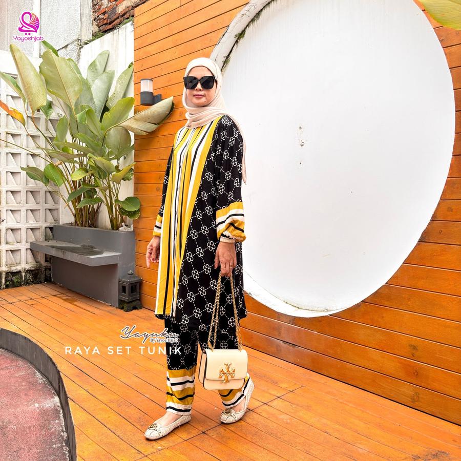 Hania Set 2in1 Oneset Rok Terbaru Fashion Muslimah Wanita Rayon Viscose Motif Kekinian Busui Friendly
